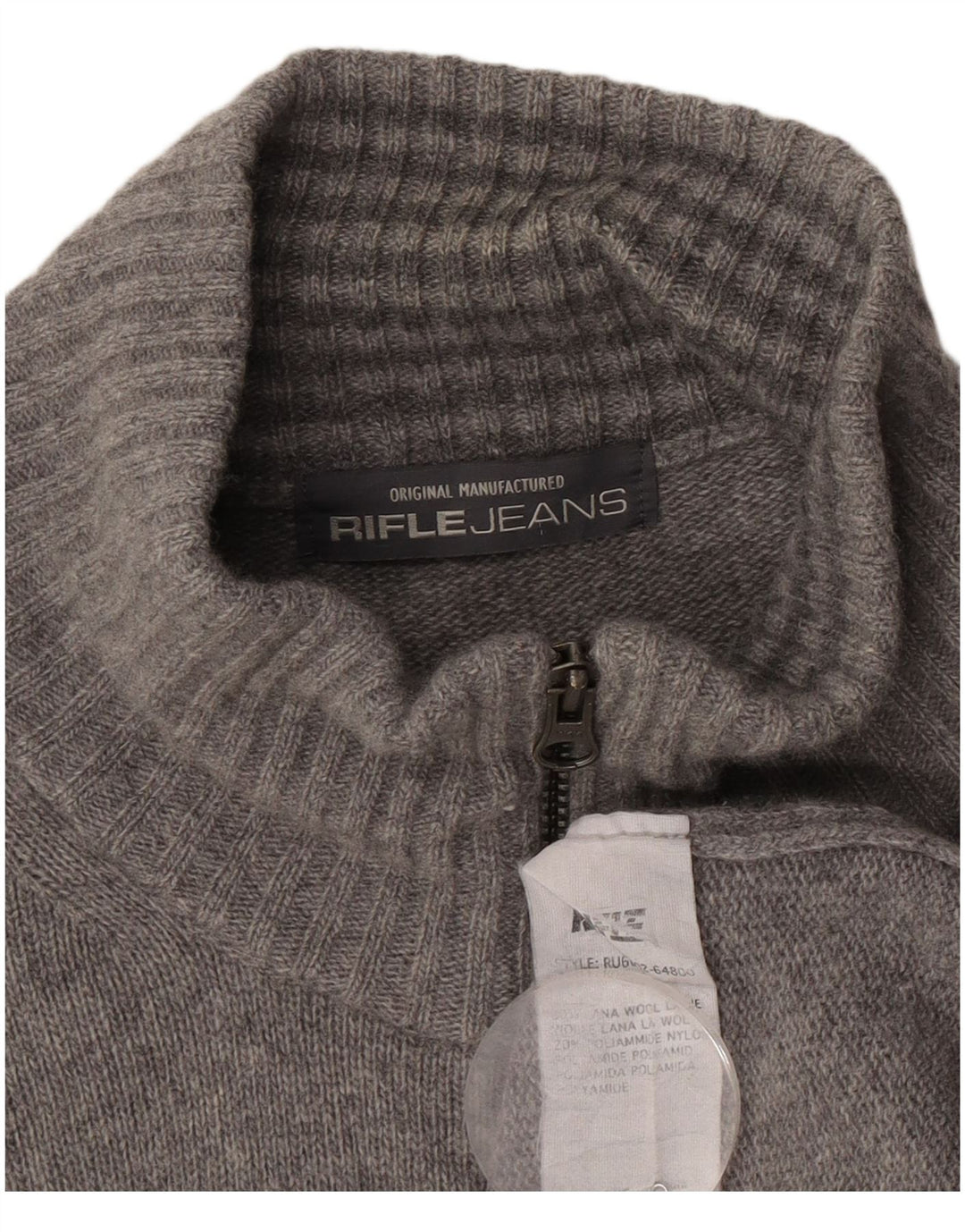 Męski sweter rozpinany Rifle 2XL Szara wełna