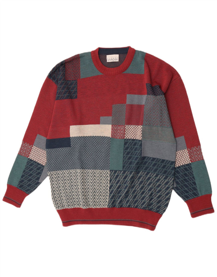 Męski sweter z okrągłym dekoltem Pierre Sangan XL, wielobarwny, z blokami kolorów