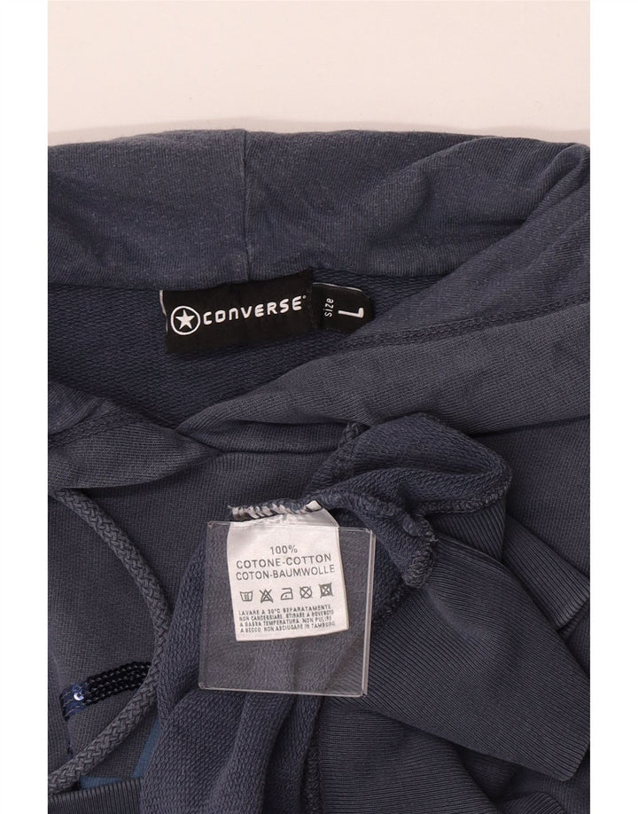 Damski sweter z kapturem Converse Graphic UK 16, duży, niebieski, bawełniany
