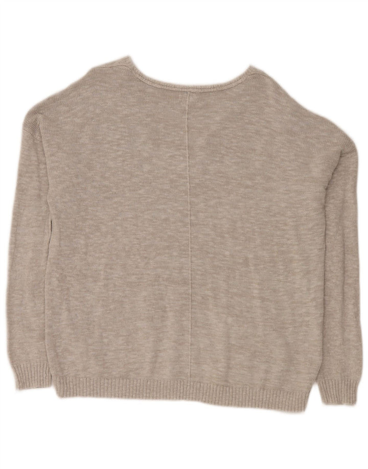 Sweter damski Fat Face Oversize z dekoltem w kształcie litery V, UK 16, duży, szary, bawełniany