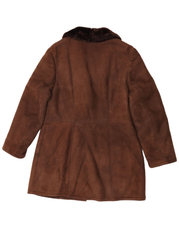 BWS Damski płaszcz z owczej skóry EU 44 XL Brązowy