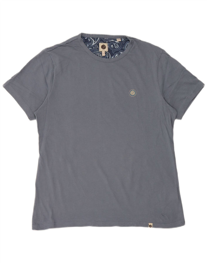 Pretty Green Męski T-shirt Top Mały Niebieski Bawełniany