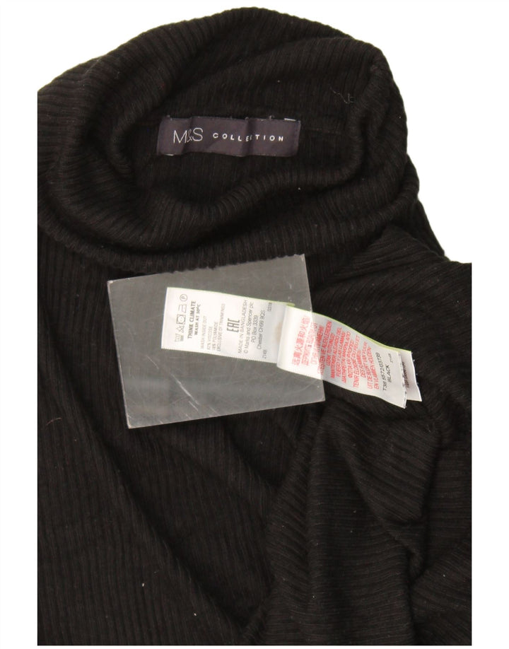 Marks & Spencer Damski sweter z golfem UK 16, duży, czarny, wiskoza