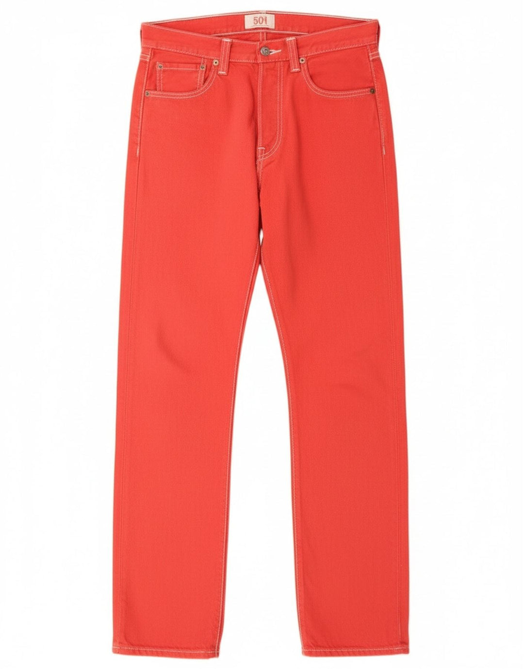 Damskie jeansy Levi's 501 Straight W29 L32 Czerwone bawełniane