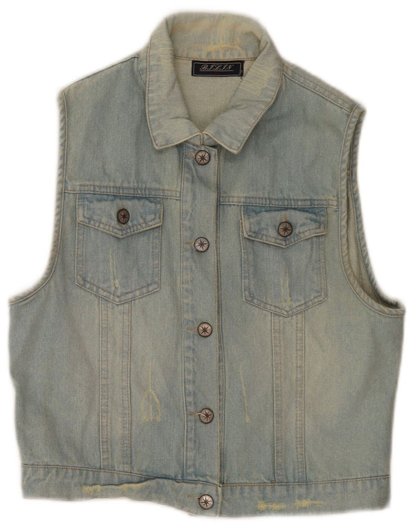 Damska kamizelka jeansowa Vintage Crop UK 18 XL, niebieska bawełna