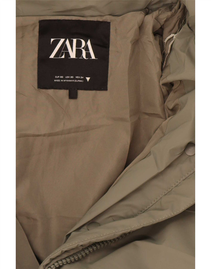 Damska kurtka z kapturem, oversize, wyściełana Zara, UK 6 XS, khaki, poliester
