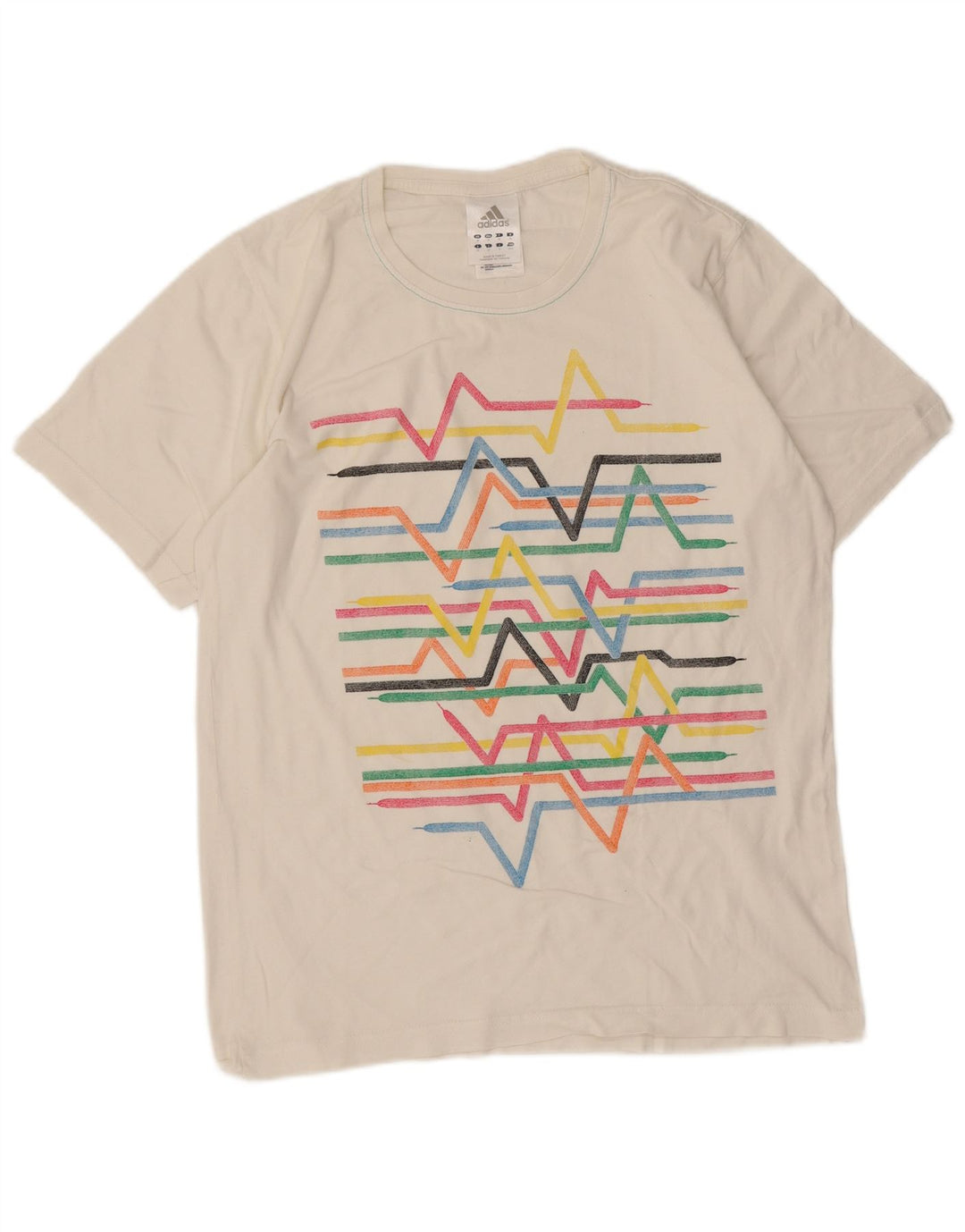 Męska koszulka z grafiką Adidas, średnia, biała, geometryczna bawełna