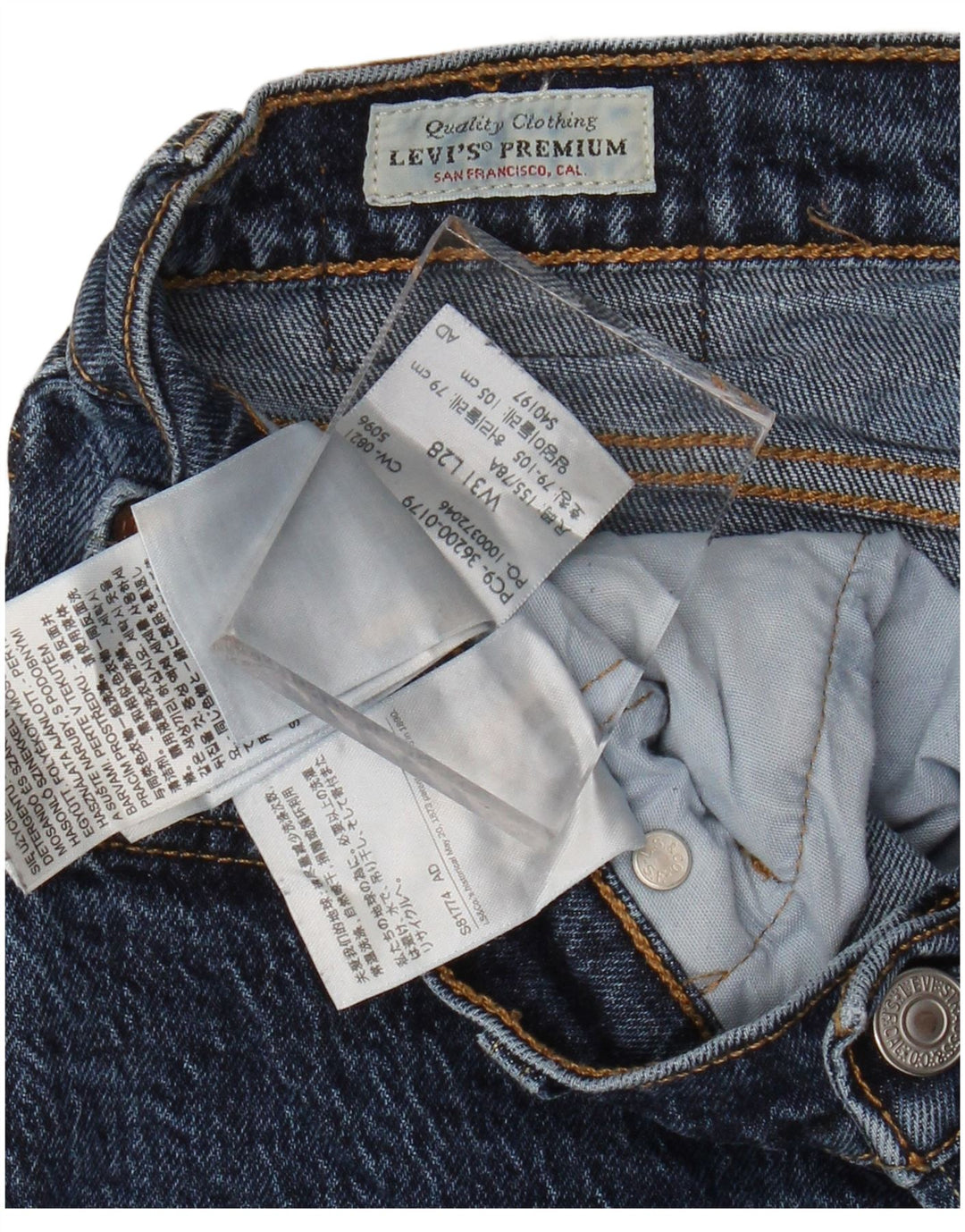 Męskie jeansy LEVI'S 501 Skinny W31 L28 Granatowa bawełna