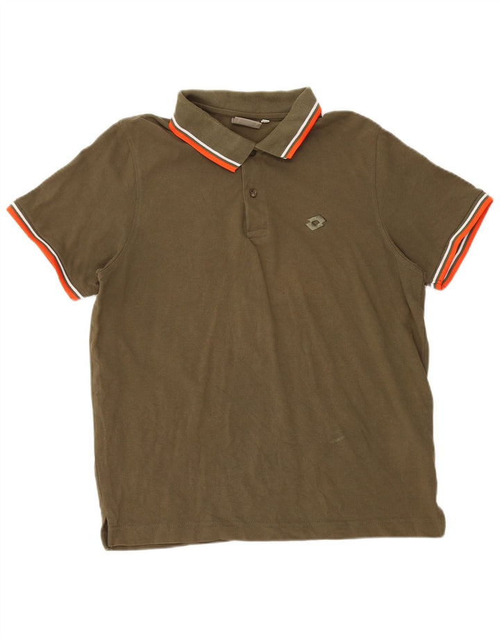Męska koszulka polo Lotto, mała, bawełniana khaki