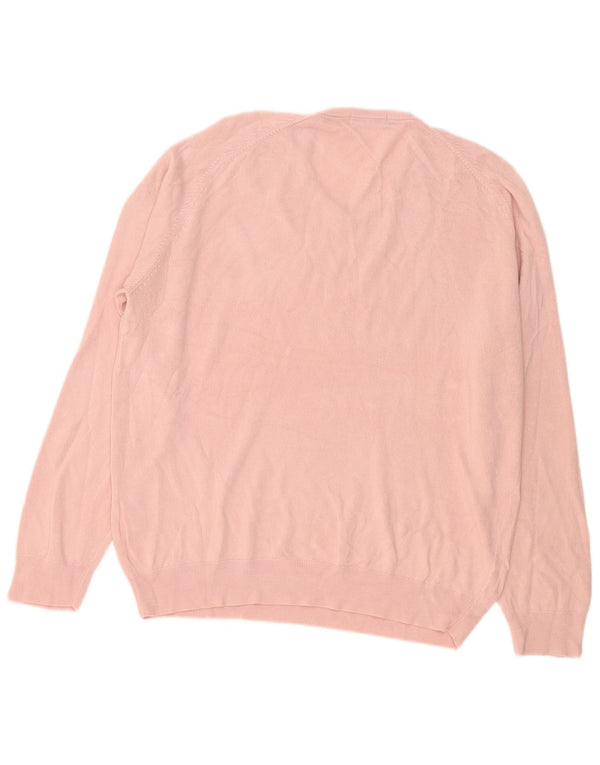 Marks & Spencer Męski sweter z dekoltem w kształcie litery V, XL, różowy, akrylowy
