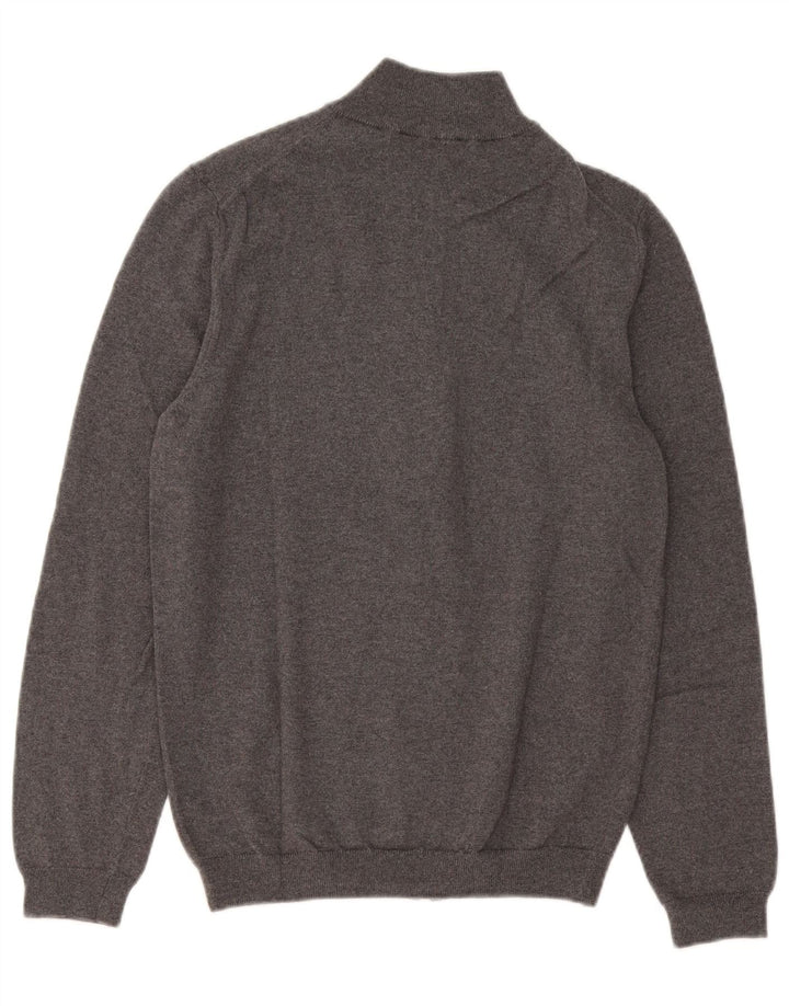 Męski sweter rozpinany Hugo Boss Slim Fit, średnioszary, wełniany merynos