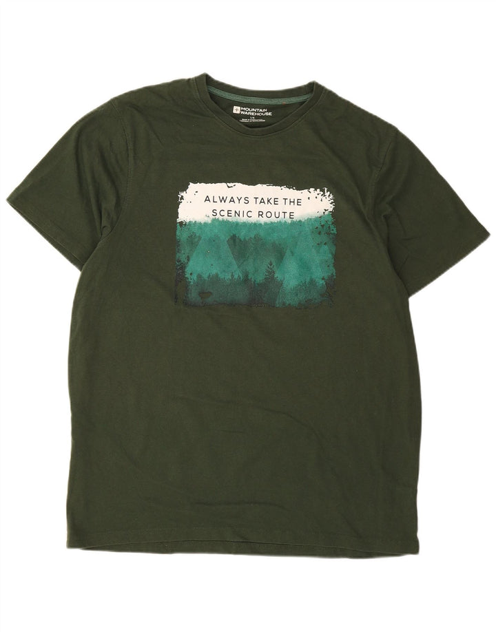 Męski T-shirt z grafiką MOUNTAIN WAREHOUSE, duży, zielony, bawełniany