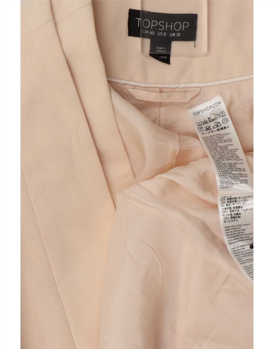 Damska marynarka Topshop Crop Open, UK 12, średni, złamany biały poliester