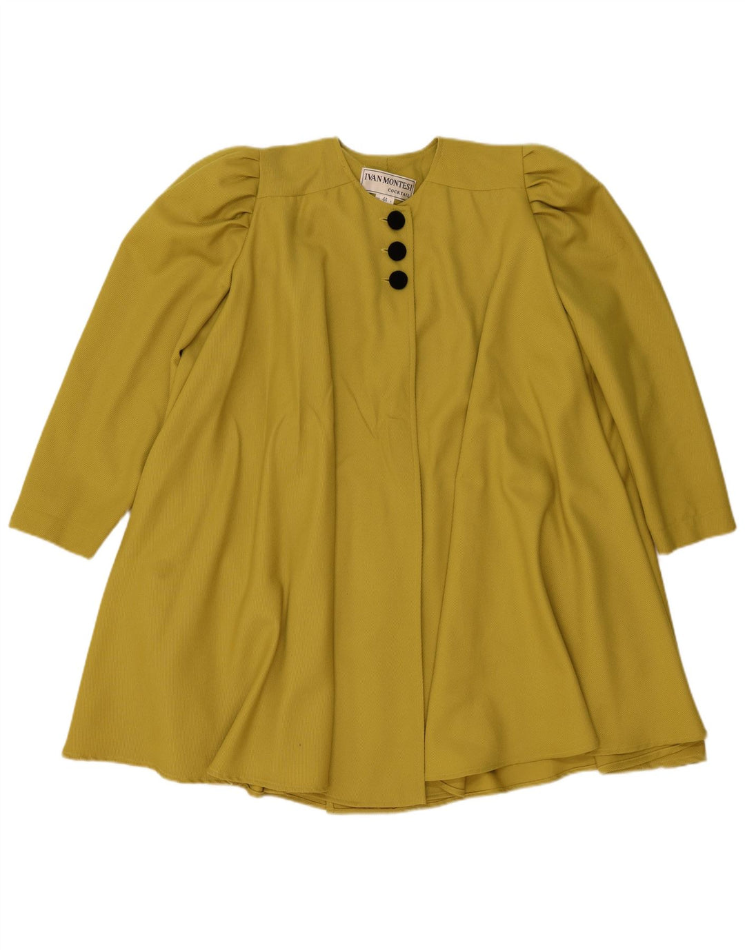 Vintage damski płaszcz oversize IT 44 średni żółty wełniany