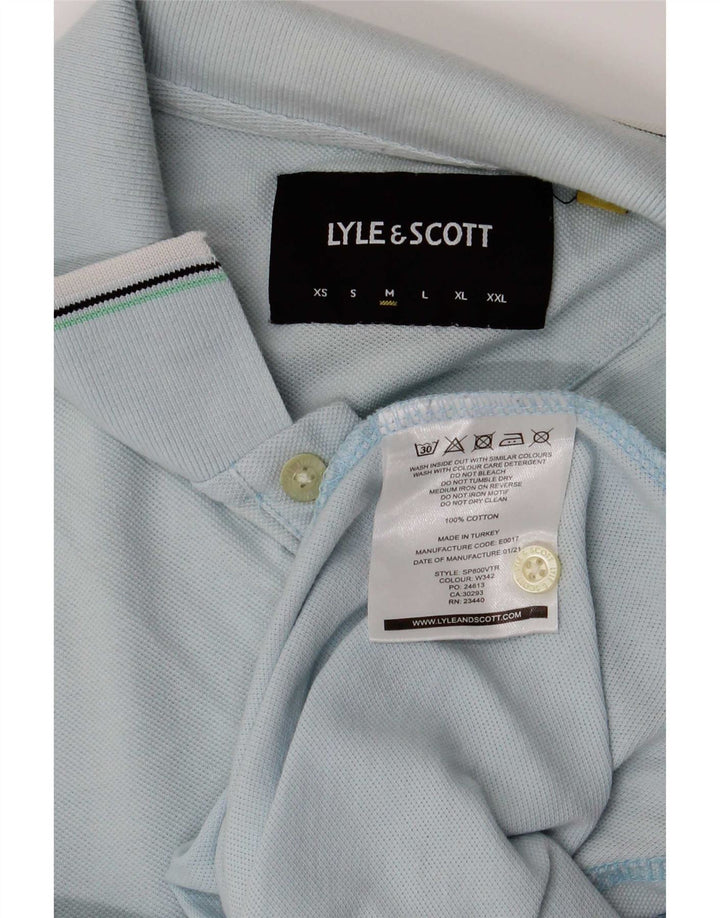 Męska koszulka polo Lyle & Scott, bawełniana w średnie niebieskie paski