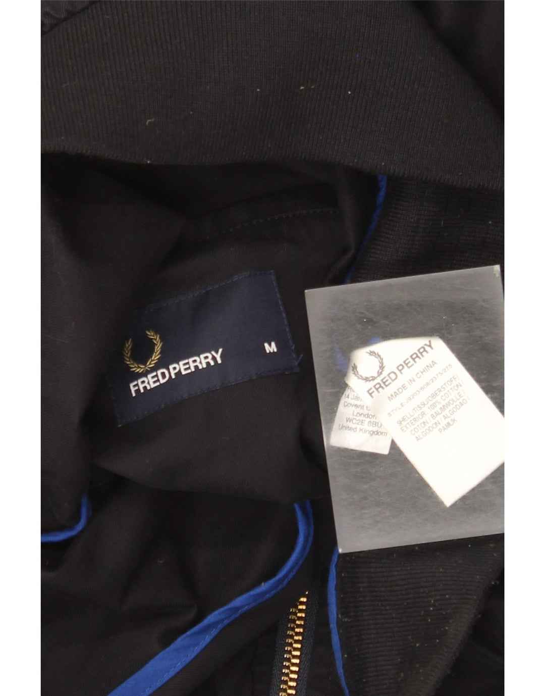 Męska kurtka bomber Fred Perry UK 38, średni granatowy, bawełniany