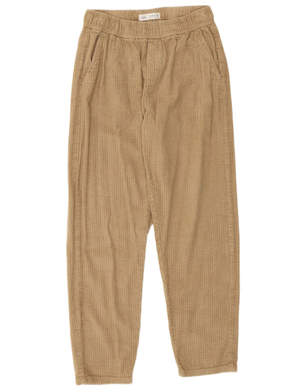 Spodnie sztruksowe Zara Dziewczęce Luźny krój 13-14 lat W26 L28 Beżowa bawełna