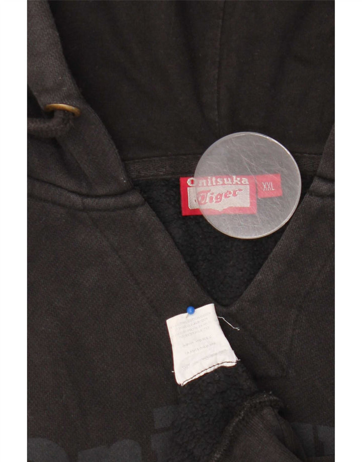 Męski sweter z kapturem z grafiką 2XL, czarny, bawełniany