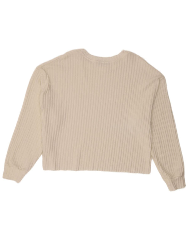 Damski sweter Zara z dekoltem w łódkę, UK 14, średni biały poliester