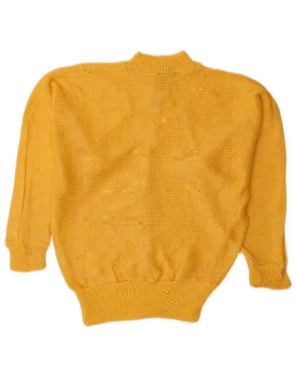 Sweter damski w stylu vintage z golfem UK 10 Small Yellow Angora