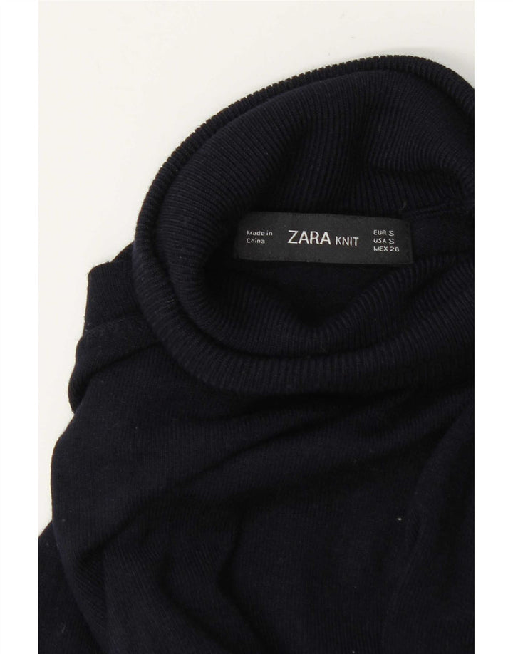 Sweter damski Zara z wywijanym dekoltem UK 10, mały, granatowy