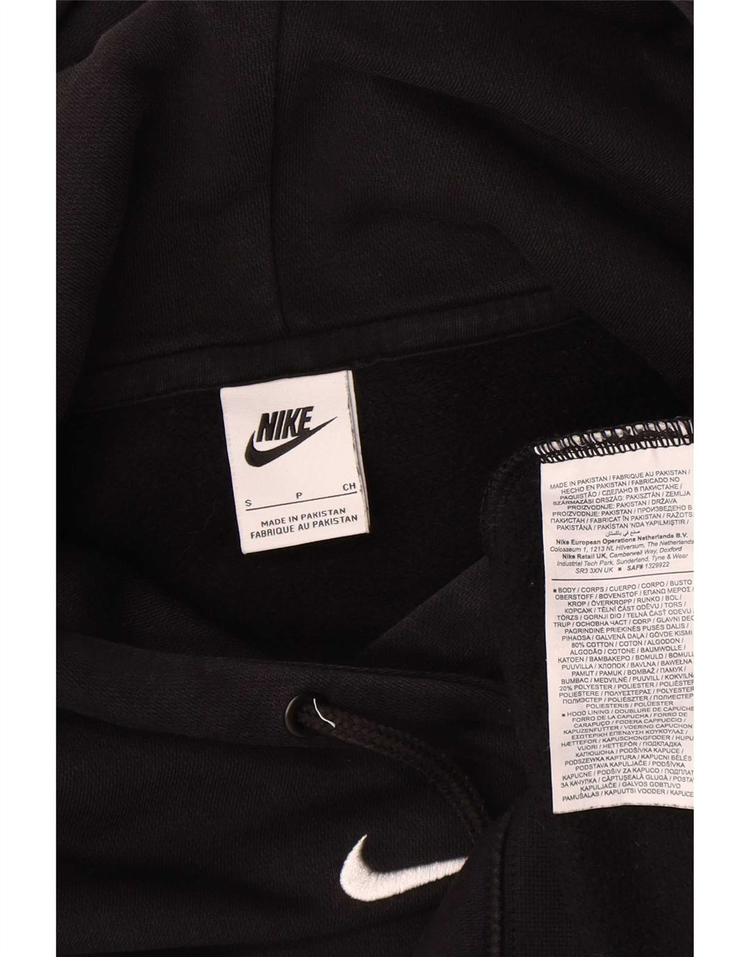 Męski sweter oversize z kapturem Nike, mały, czarny, bawełniany