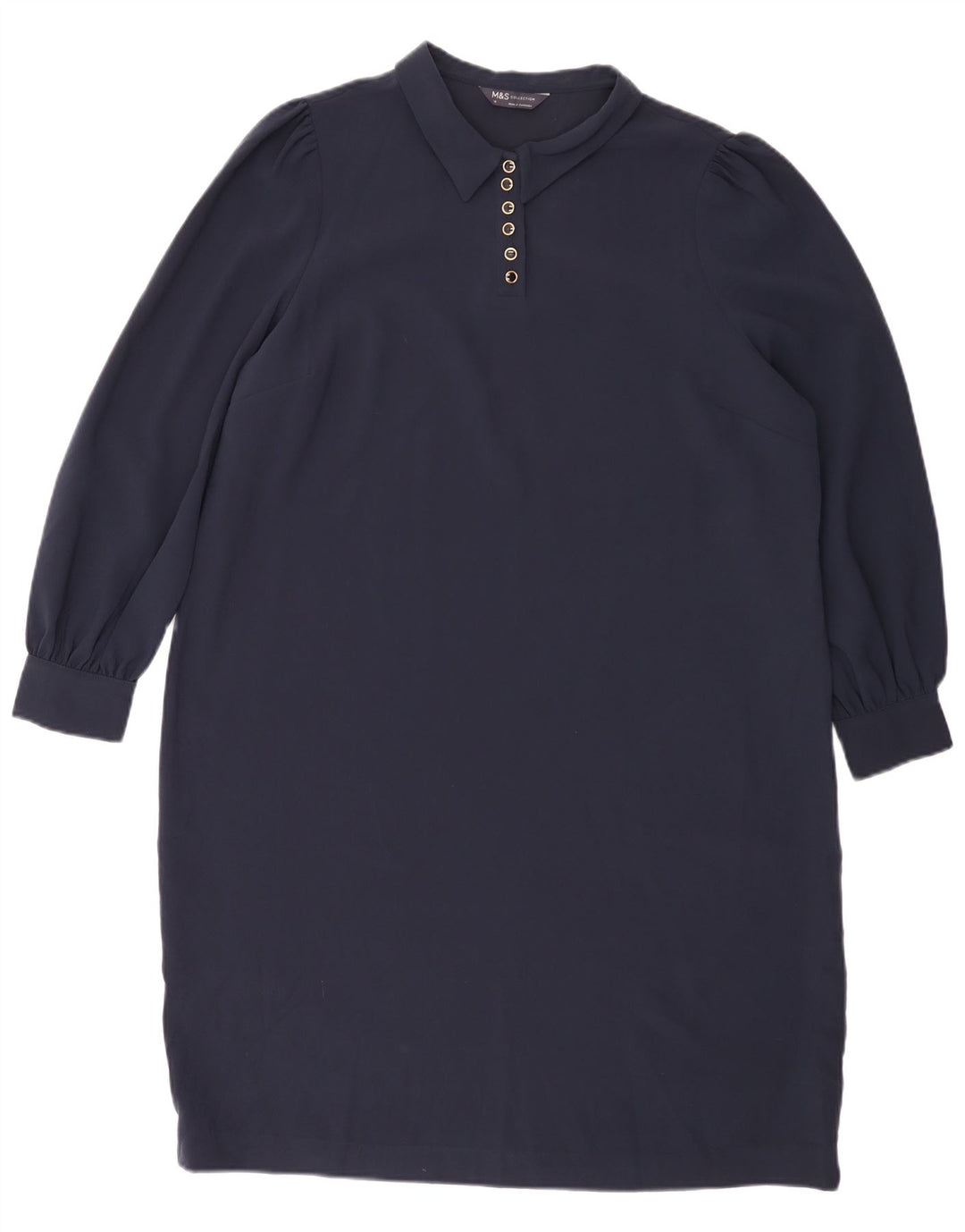 Marks & Spencer Damska sukienka typu shift z długim rękawem, UK 18 XL, granatowa, poliester