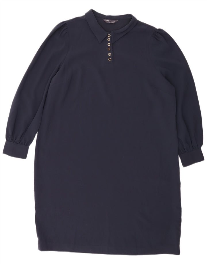 Marks & Spencer Damska sukienka typu shift z długim rękawem, UK 18 XL, granatowa, poliester
