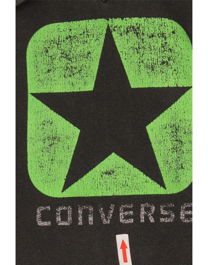 Męski sweter z kapturem Converse z grafiką, średnioszary, bawełniany
