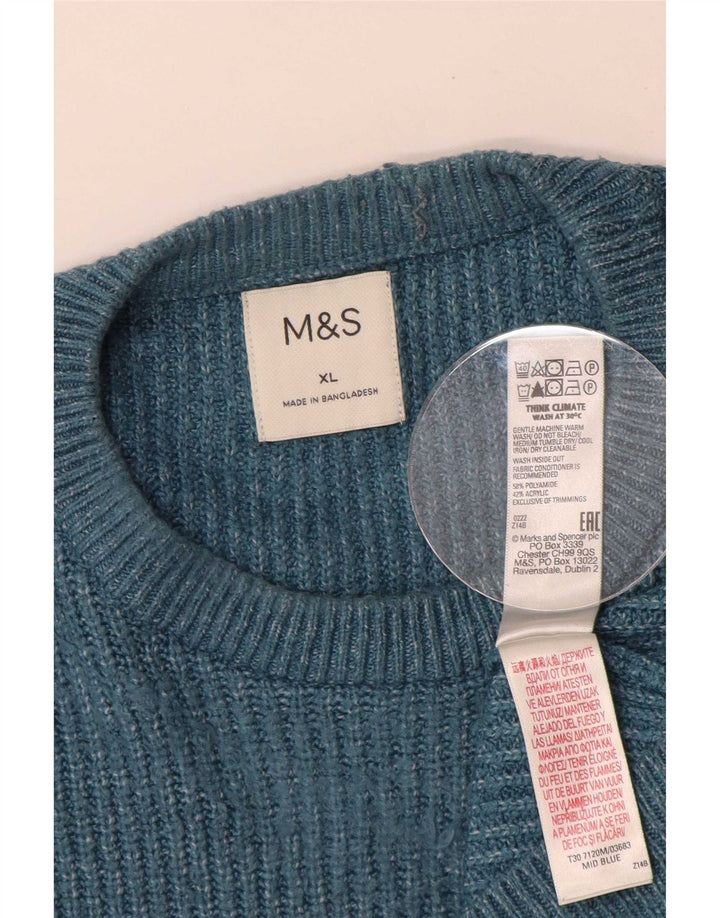 Marks & Spencer Męski sweter z okrągłym dekoltem XL, niebieski poliamid