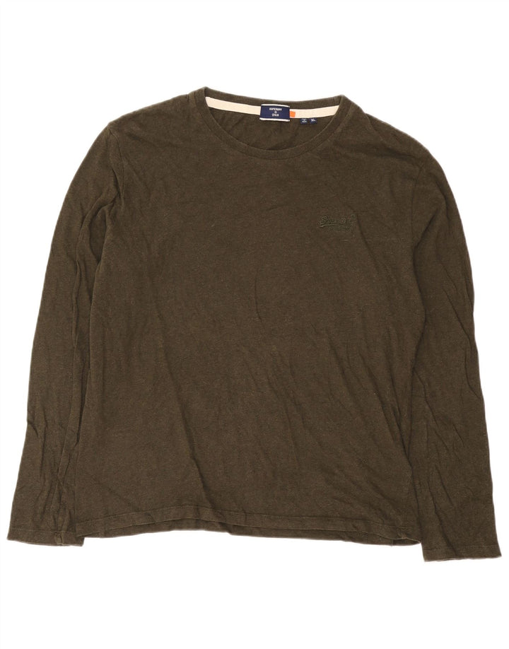 Męski top Superdry z długim rękawem, XL, khaki, bawełniany