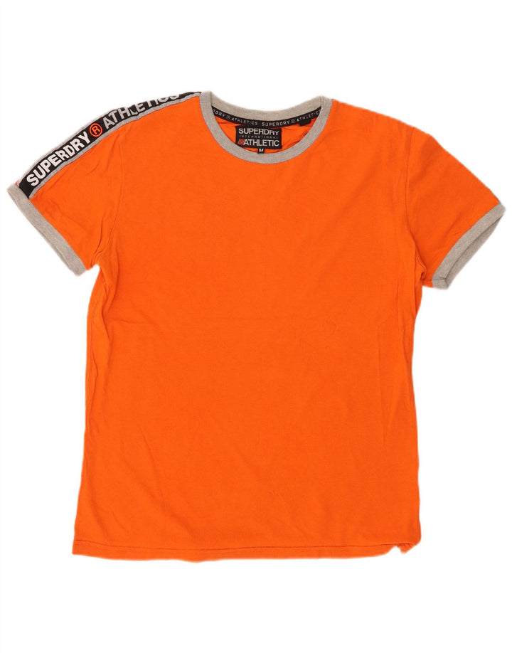 SUPERDRY Męski T-shirt z grafiką, bawełniany, średniej wielkości, w kolorze pomarańczowym