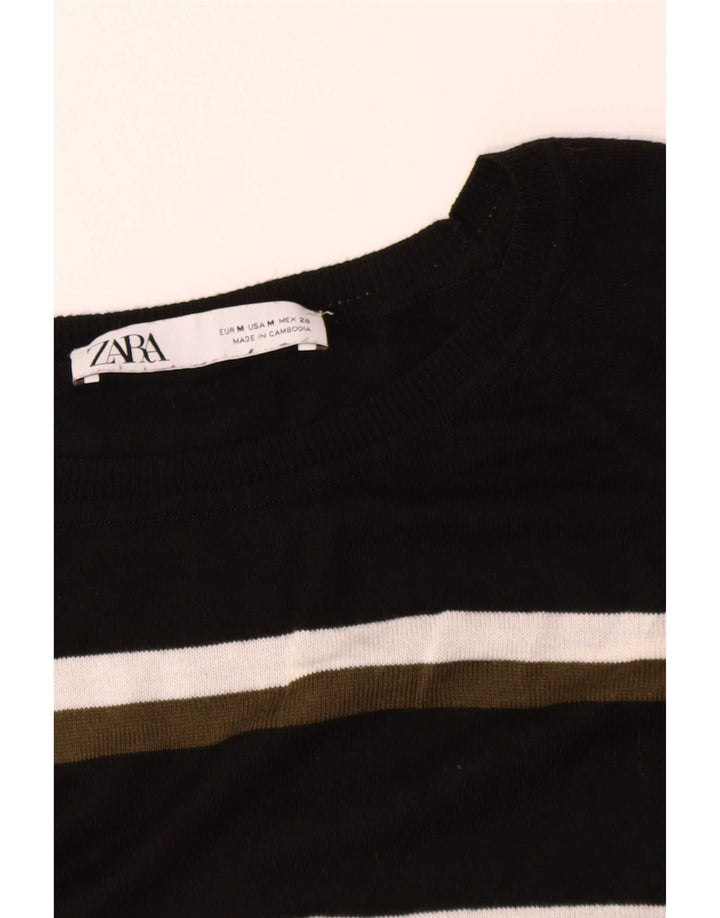 Sweter damski Zara z dekoltem w łódkę UK 14, średnie czarne paski