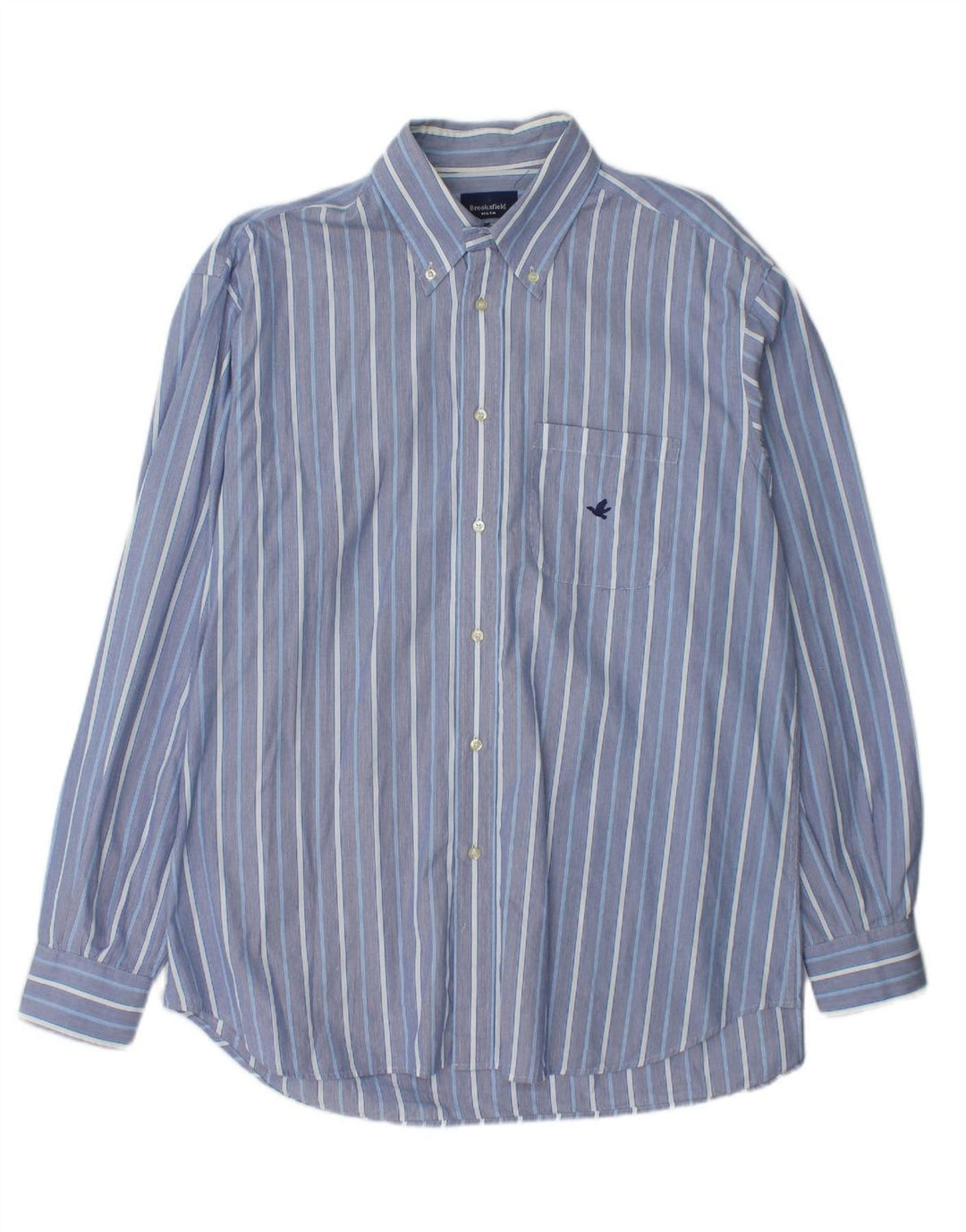 BROOKSFIELD Mens Shirt Size 43 Large Blue Striped Cotton