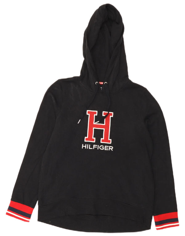 Damski sweter z kapturem i grafiką Tommy Hilfiger UK 14, średni czarny, blok kolorów