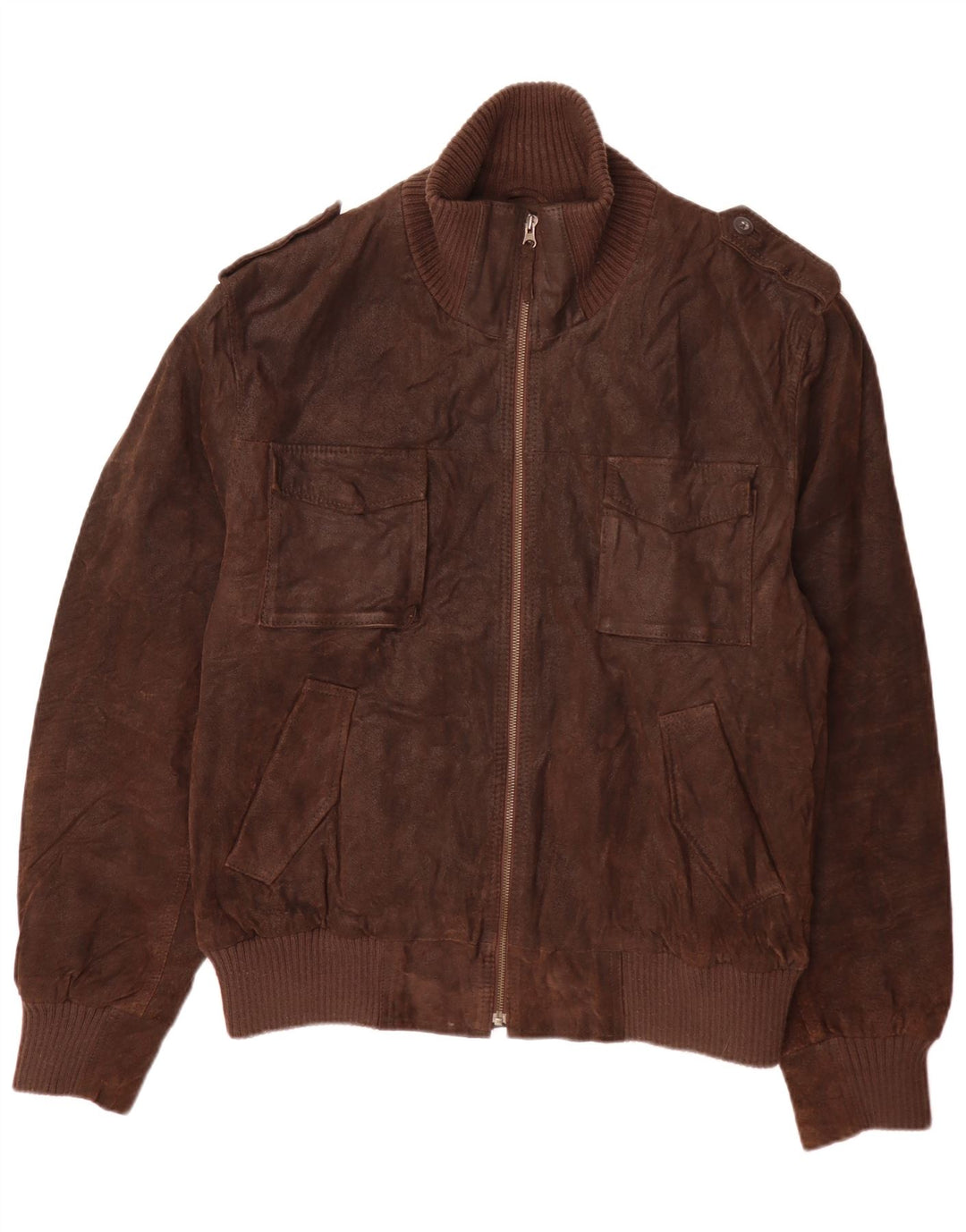 Celio Męska skórzana kurtka wojskowa UK 44 2XL brązowa