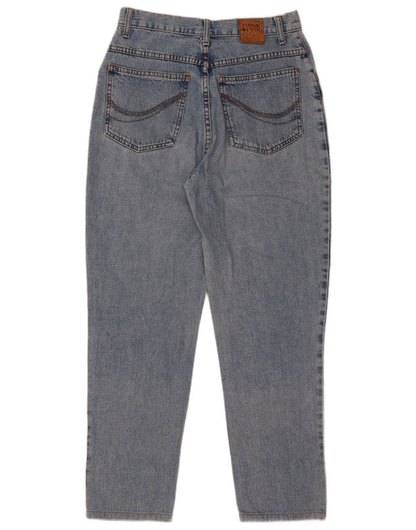 Think Różowe damskie dżinsy z wysokim stanem IT 42 Medium W26 L27 Niebieska bawełna