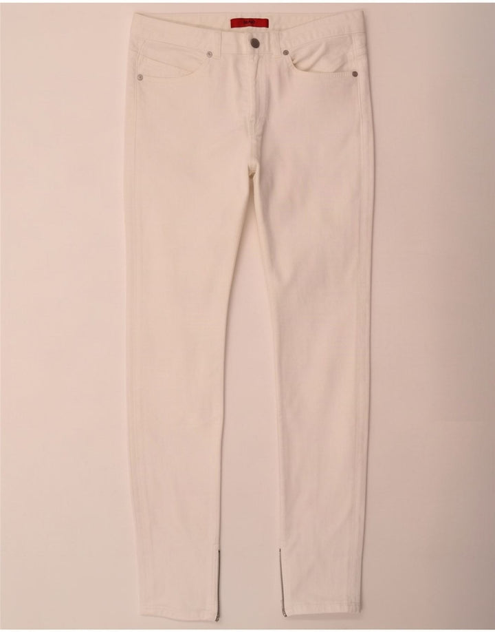 Damskie jeansy slim Hugo Boss W28 L32 Biała bawełna
