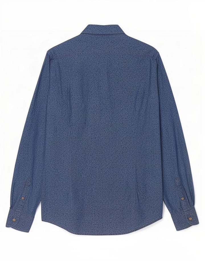 Koszula męska Massimo Dutti, mała, niebieska, bawełniana w kwiaty