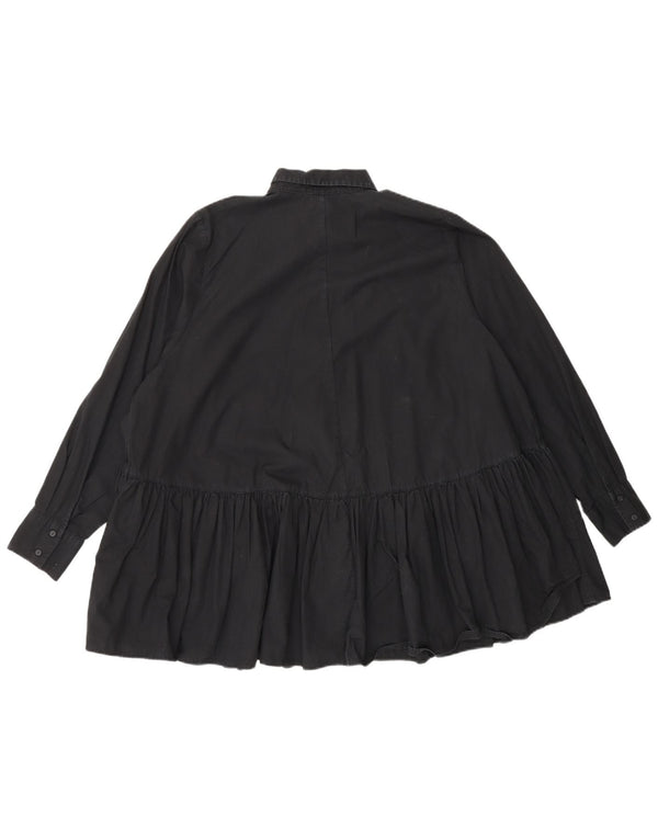 Damska bluzka koszulowa oversize Zara UK 10, mała, czarna, bawełniana