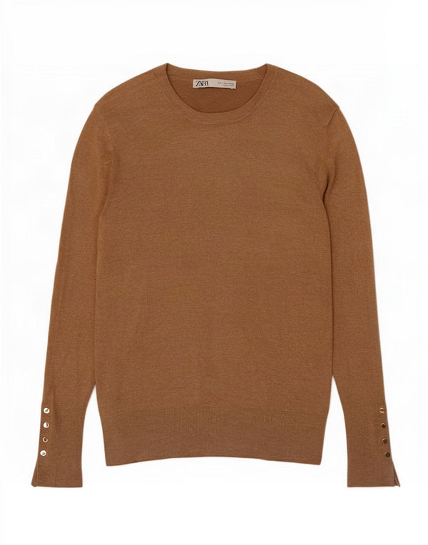Sweter damski Zara z dekoltem w łódkę UK 14 Large Beżowa wiskoza