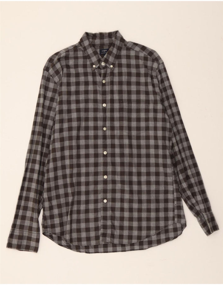 J. CREW Mens Shirt Large Grey Check Cotton Vintage J. Crew and Second-Hand J. Crew from Messina Hembry 