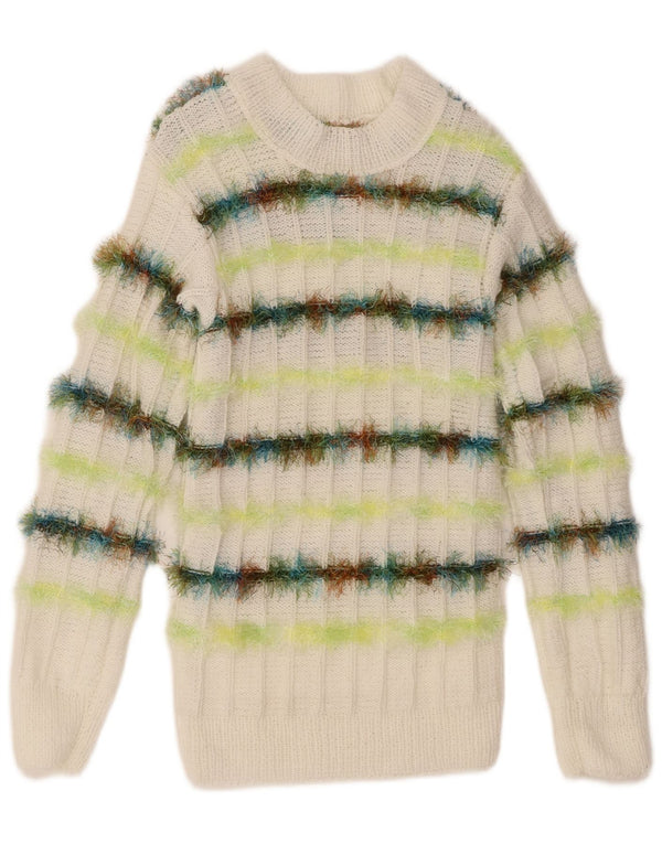 Vintage damski sweter z dekoltem w łódkę UK 10 w małe białe paski