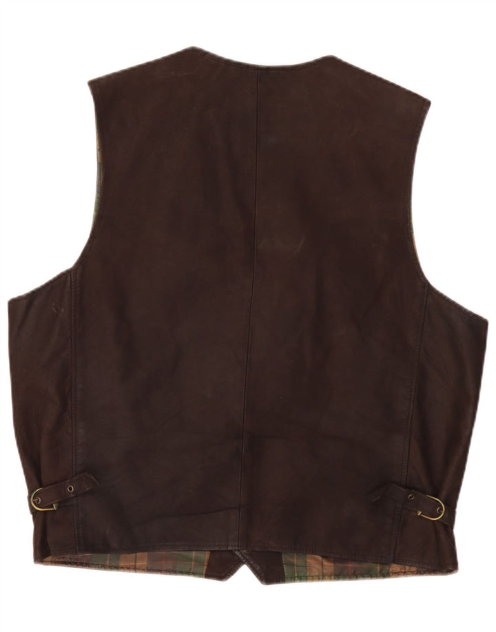 Vintage męska kamizelka skórzana IT 56 2XL brązowa