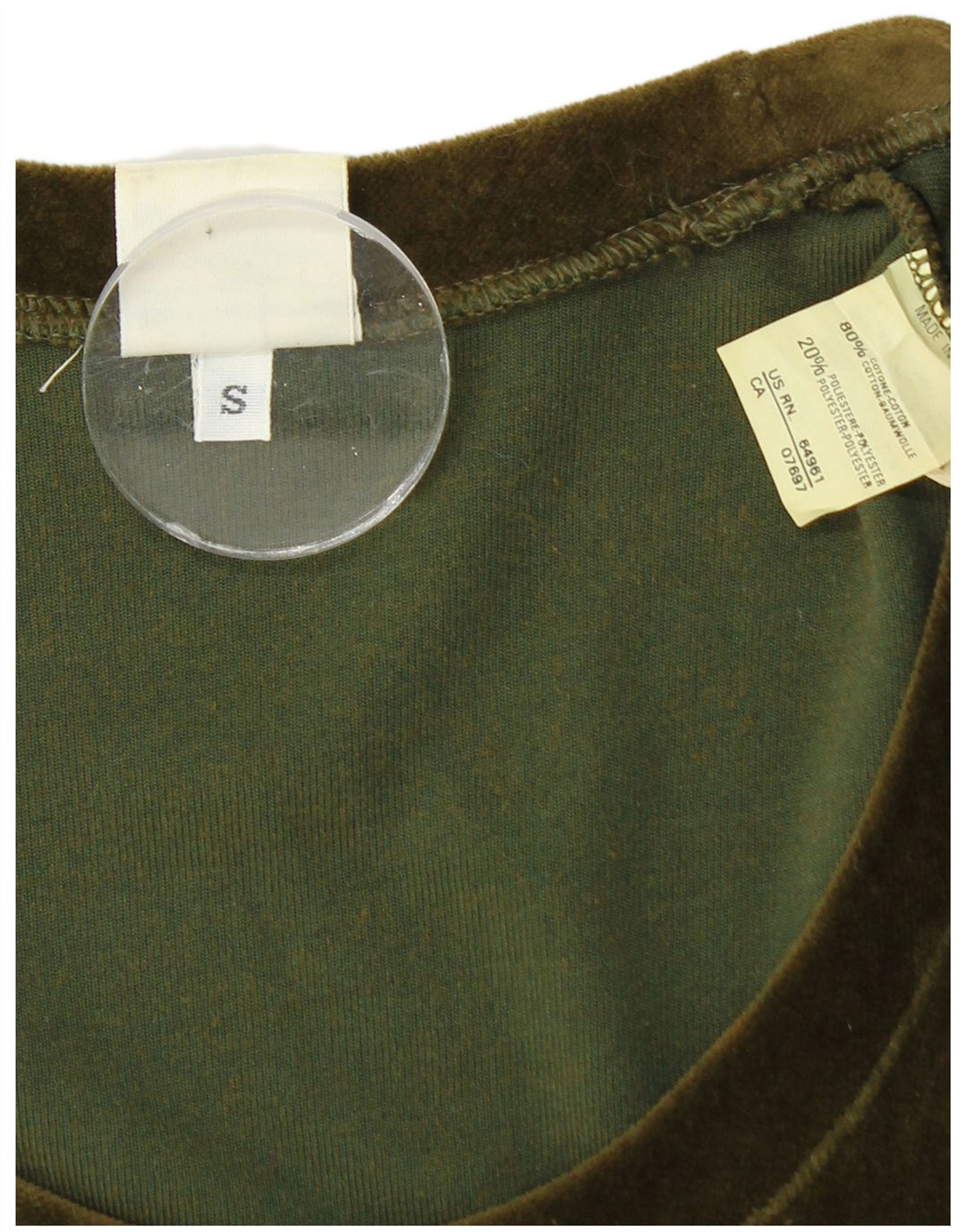 BENETTON Damska aksamitna obcisła sukienka z długim rękawem UK 8 Small, zielona bawełna