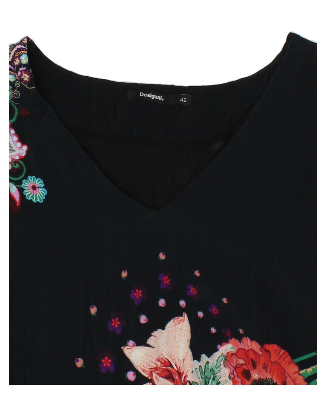 DESIGUAL Womens Sheath Dress EU 42 Large Black Floral Vintage Desigual and Second-Hand Desigual from Messina Hembry 