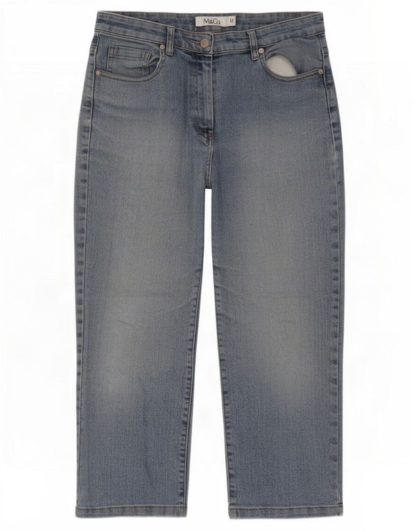 M&Co Damskie dżinsy Capri UK 12 Medium W28 L22 Niebieskie bawełniane