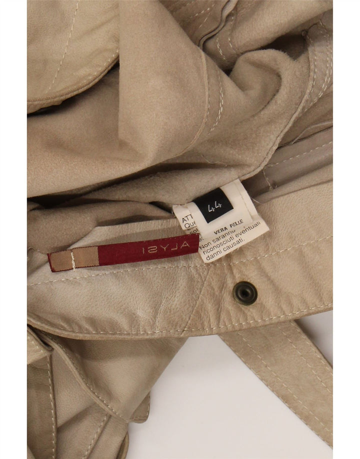 ALYSI Womens Suede Jacket IT 44 Medium Beige Leather