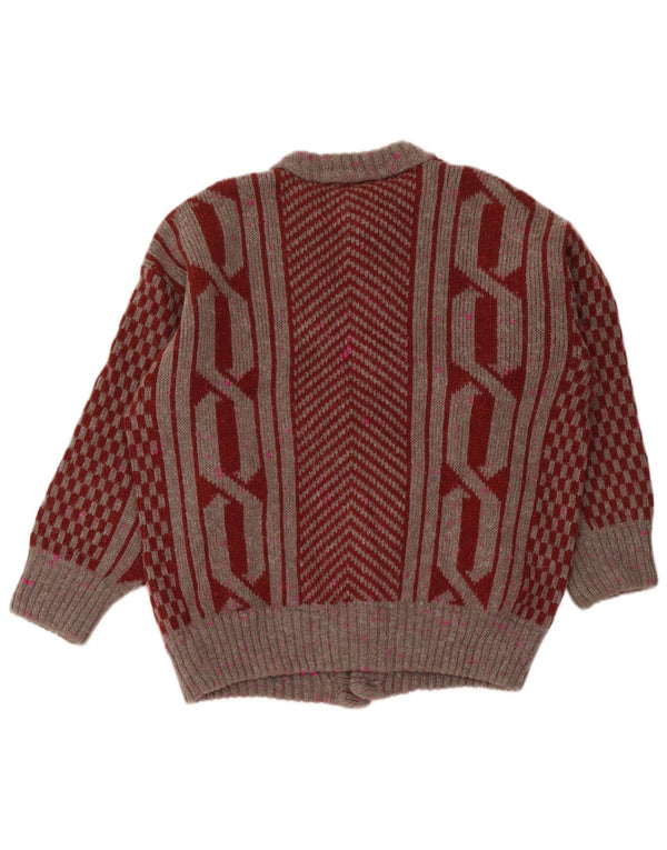 Sweter męski w stylu vintage, średni bordowy, geometryczny