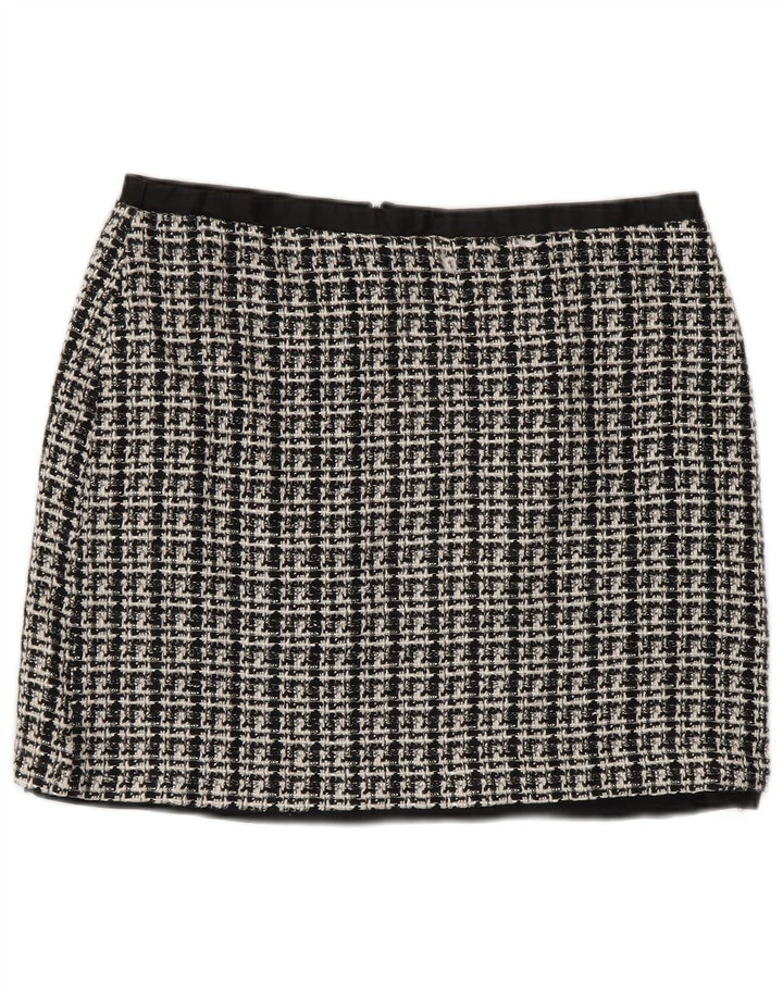 Damska spódniczka mini Oasis UK 12 Medium W28 Szara, poliestrowa kratka
